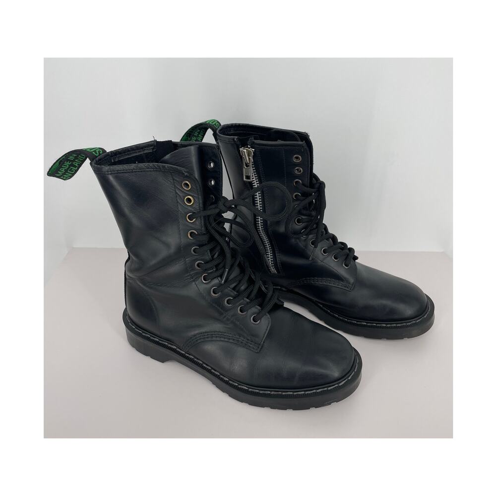 Solovair 11-Eye Derby Boot Inside Zip Black Womens 8 Mens 7